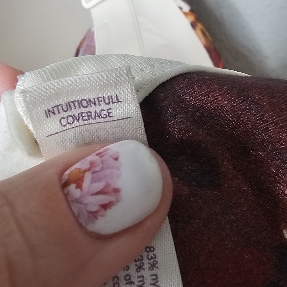 Cacique Intuition Full Coverage Womens Bra 40DDD Ivory Cream Brown Fall Leaves - Picture 9 of 11